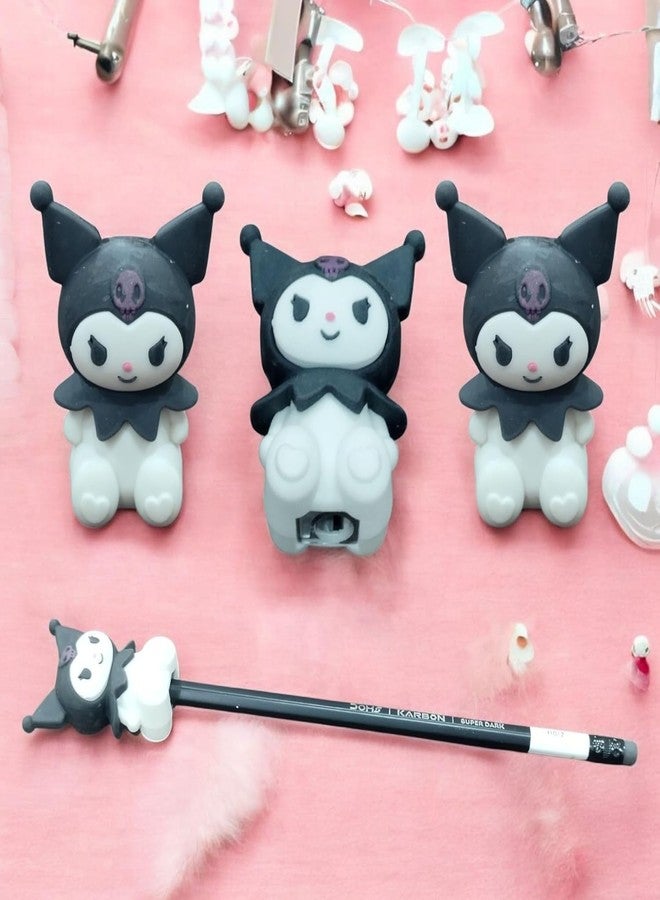 Crafty Cuddle Cute 2-in-1 Eraser and Sharpener for Kids & Students | Unique Stationery | Soft & Fun | Pack of 2 - Ideal Birthday Return Gift (Kuromi) - Image 4